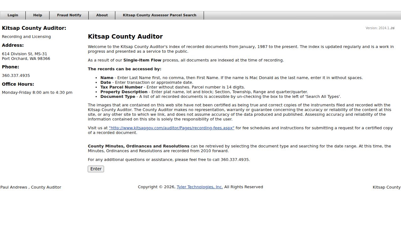 Kitsap County EagleWeb recorded document search for Bainbridge Island